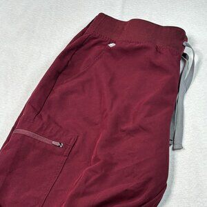 FIGS High Waisted Zamora Jogger Scrub Pants Women's Large Maroon 18SW2005